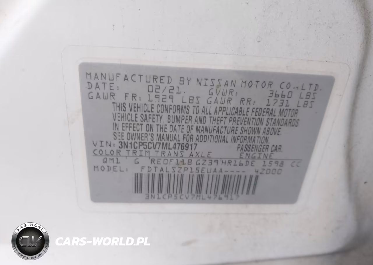 2021 Nissan Kicks Sv Xtronic Cvt VIN:3N1CP5CV7ML476917 - 9