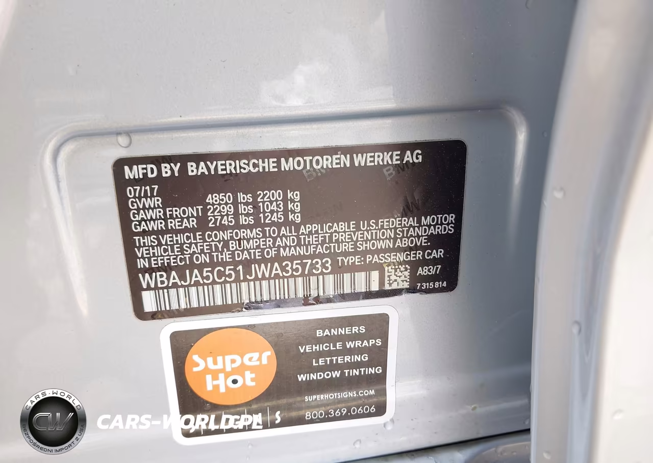2018 BMW 530I VIN:WBAJA5C51JWA35733 - 9