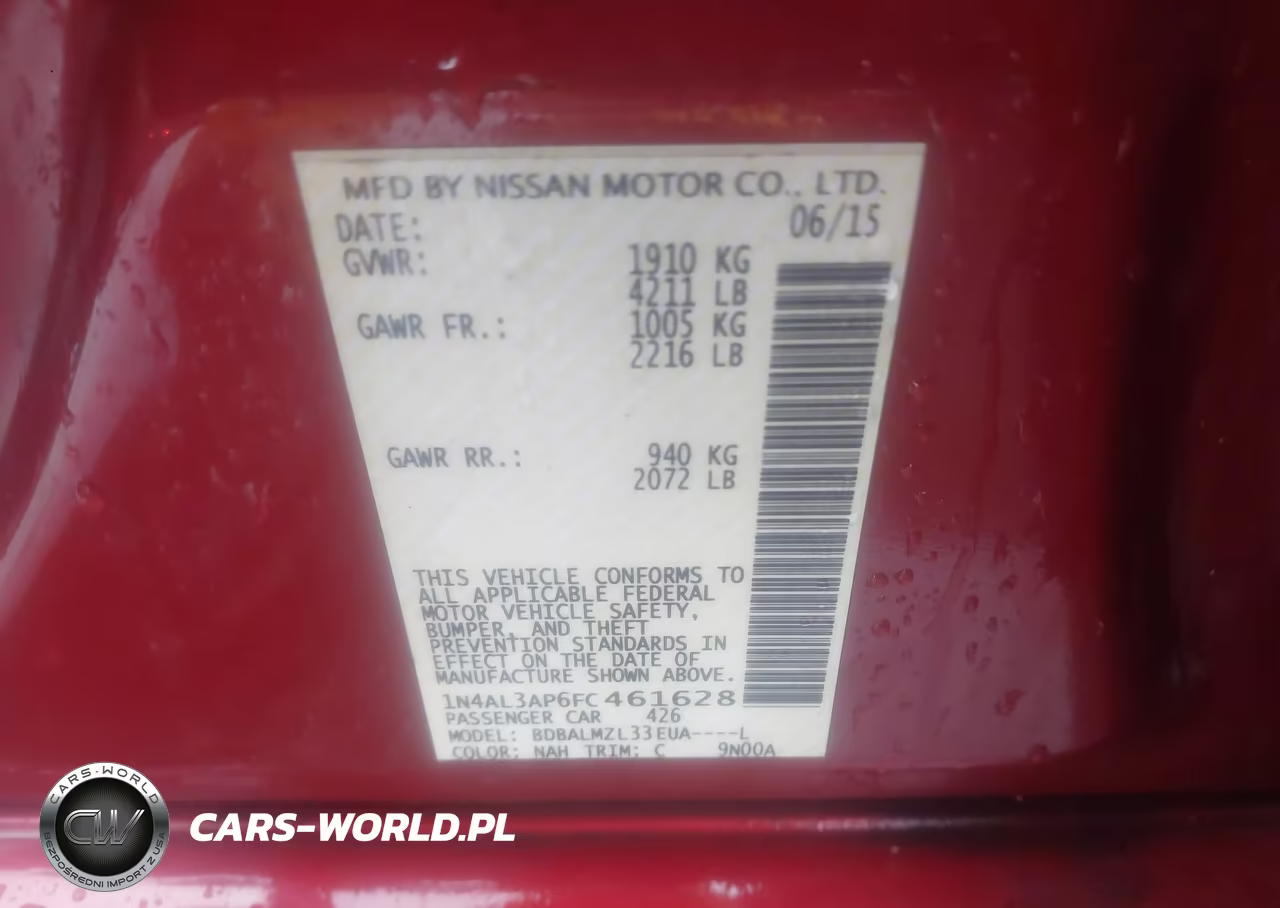 2015 Nissan Altima 2.5 Sv VIN:1N4AL3AP6FC461628 - 9