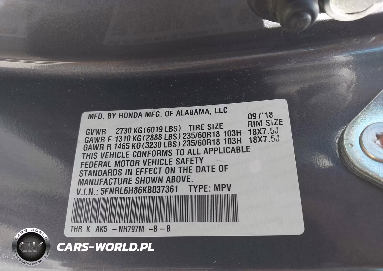 2019 Honda Odyssey Touring VIN:5FNRL6H86KB037361 - 9