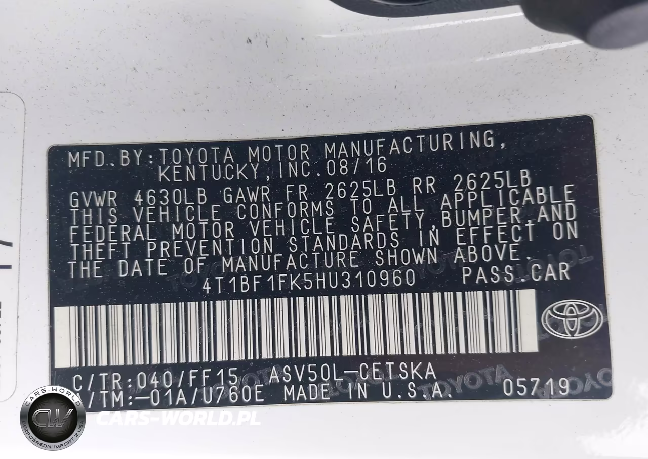 2017 Toyota Camry Se VIN:4T1BF1FK5HU310960 - 9