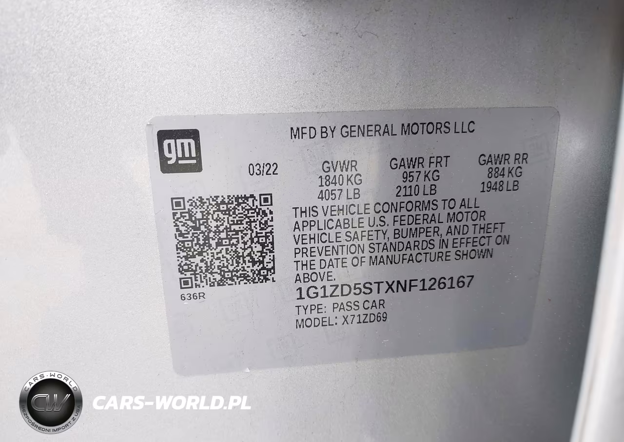2022 Chevrolet Malibu Fwd Lt VIN:1G1ZD5STXNF126167 - 9