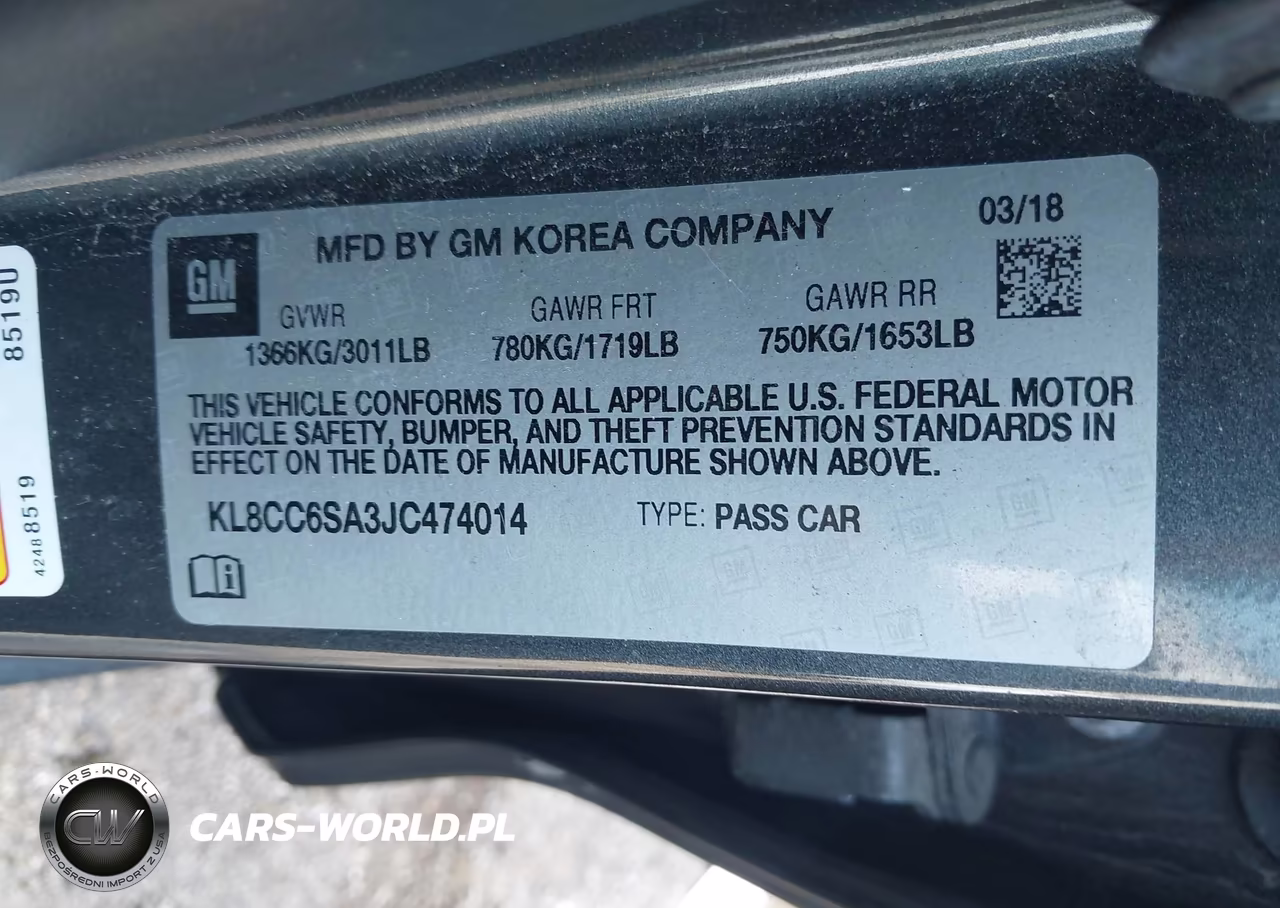 2018 Chevrolet Spark 1Lt Manual VIN:KL8CC6SA3JC474014 - 9