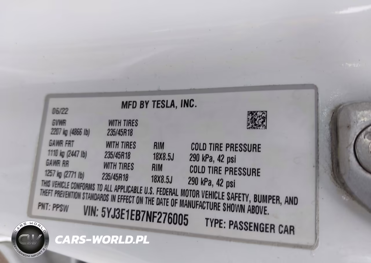 2022 Tesla Model 3 Long Range Dual Motor All-Wheel Drive VIN:5YJ3E1EB7NF276005 - 9