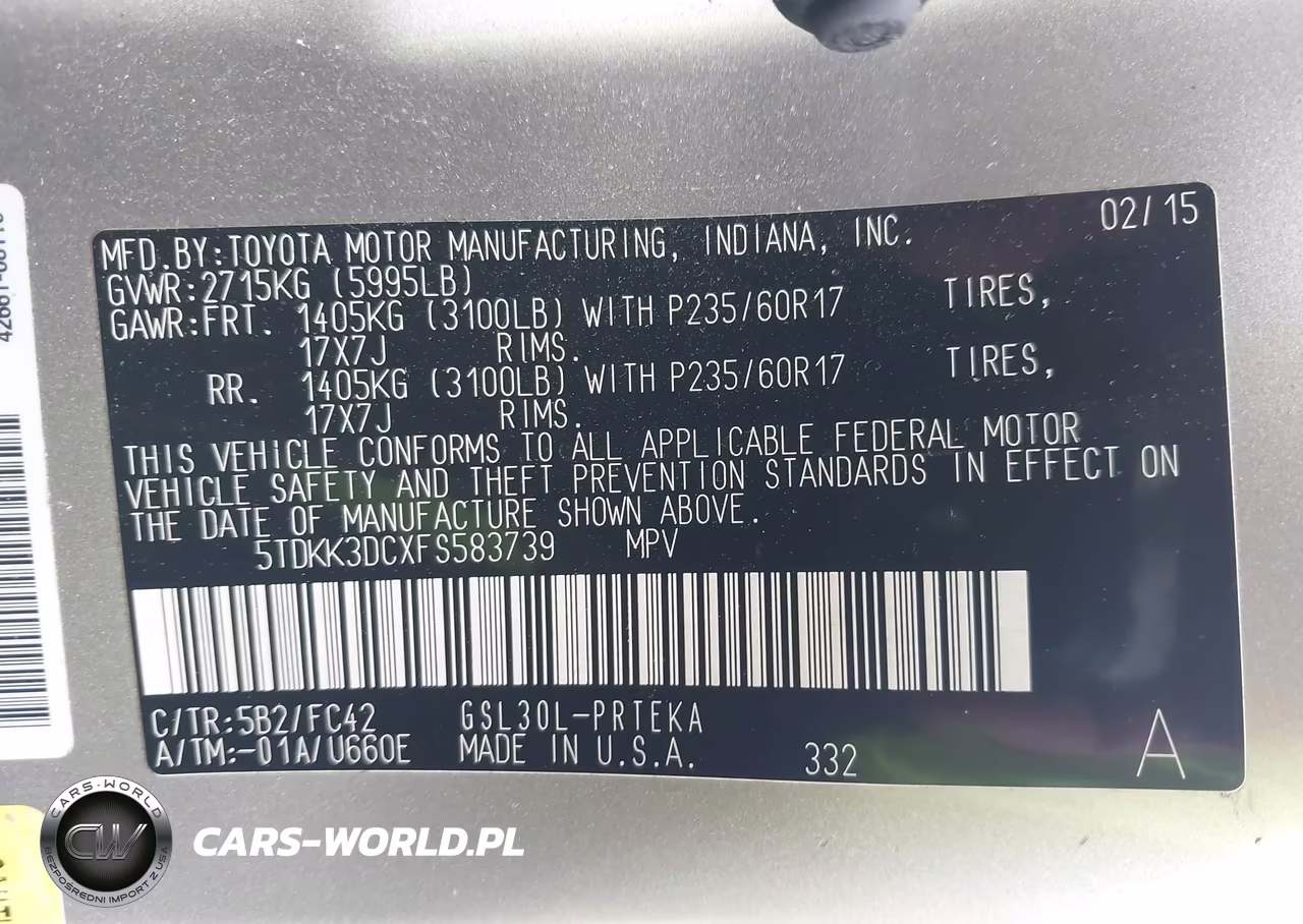 2015 Toyota Sienna Le 8 Passenger VIN:5TDKK3DCXFS583739 - 9