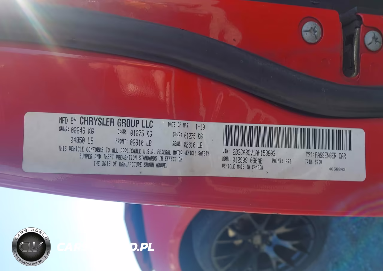 2010 Dodge Charger Sxt VIN:2B3CA3CV1AH158803 - 9
