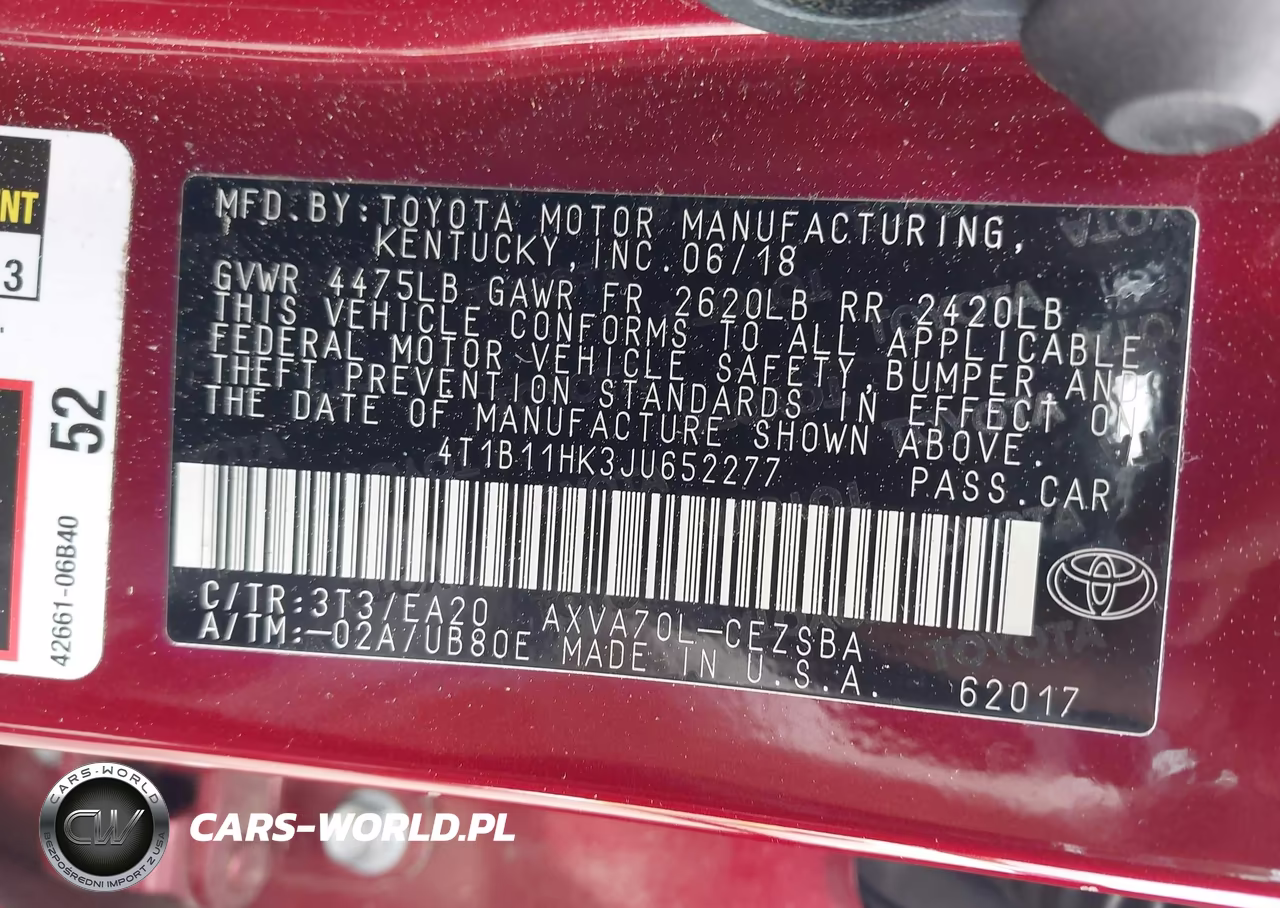 2018 Toyota Camry Se VIN:4T1B11HK3JU652277 - 9