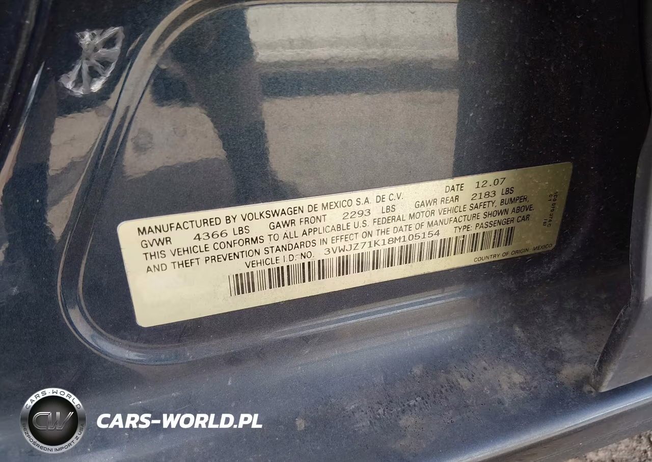 2008 Volkswagen Jetta S VIN:3VWJZ71K18M105154 - 9