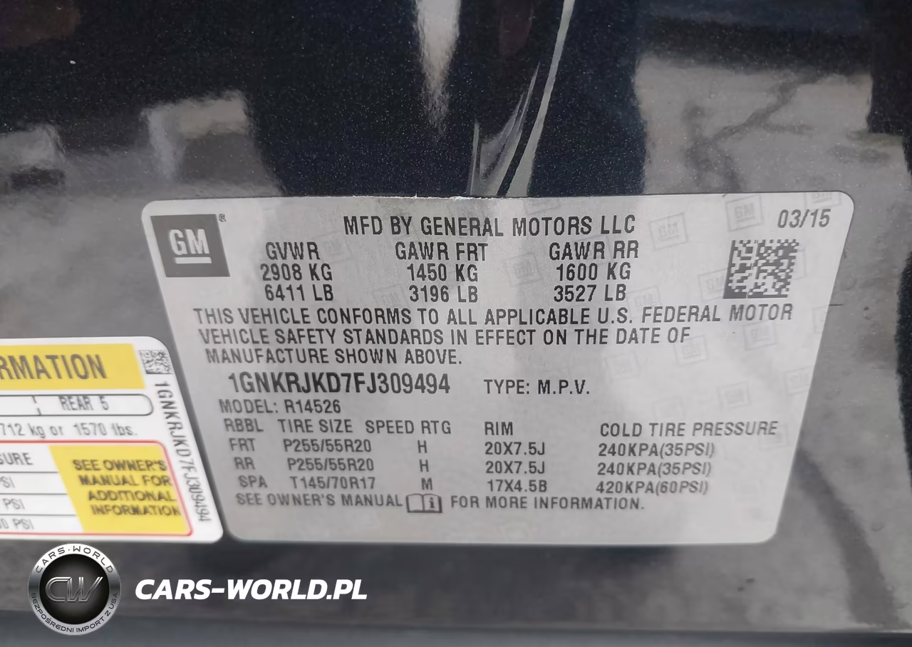 2015 Chevrolet Traverse Ltz VIN:1GNKRJKD7FJ309494 - 9