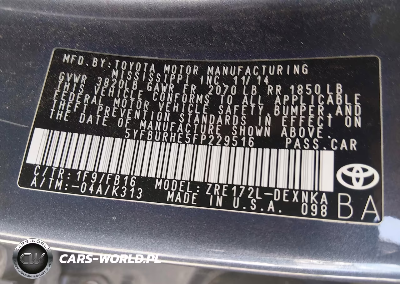 2015 Toyota Corolla Le VIN:5YFBURHE5FP229516 - 9