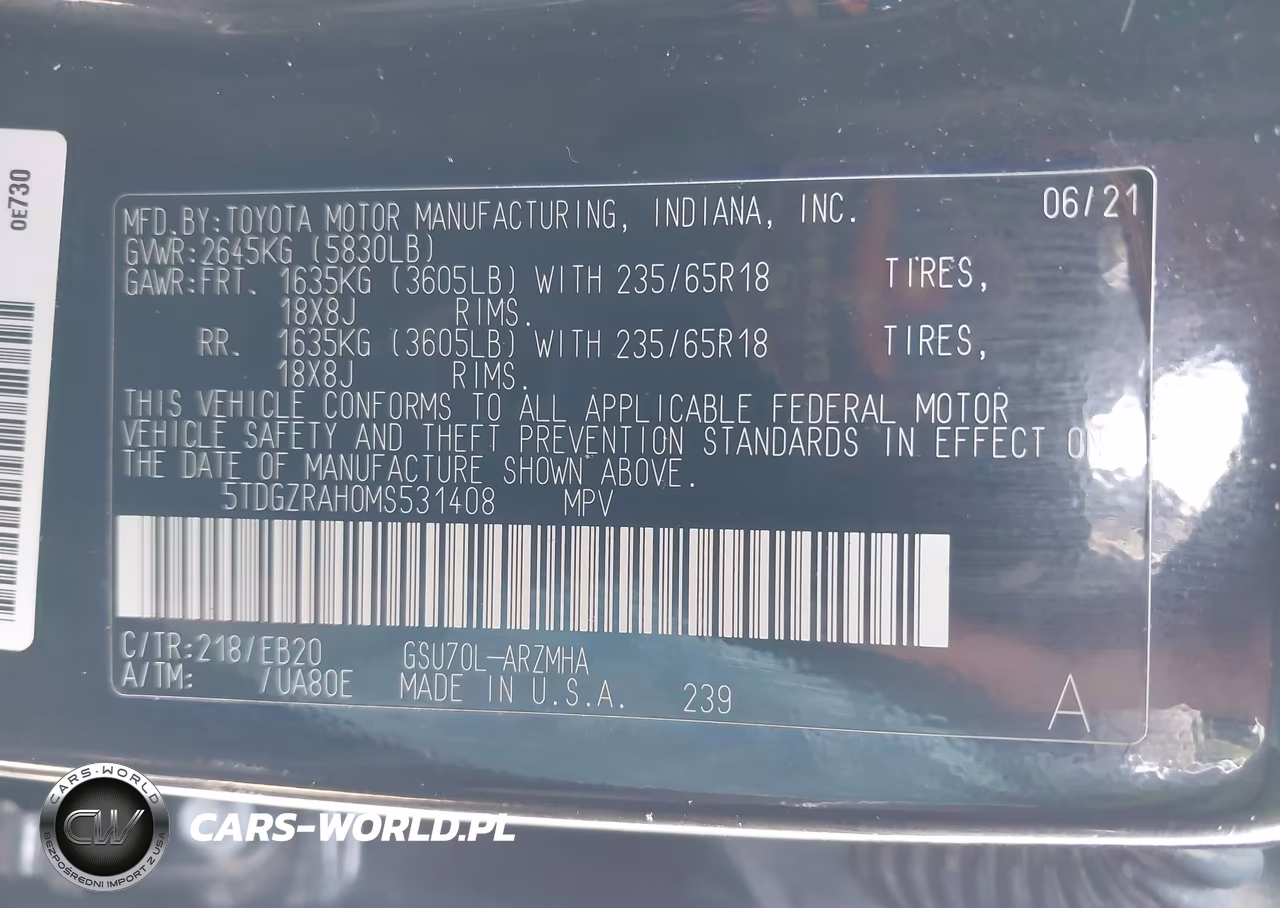 2021 Toyota Highlander Xle VIN:5TDGZRAH0MS531408 - 9