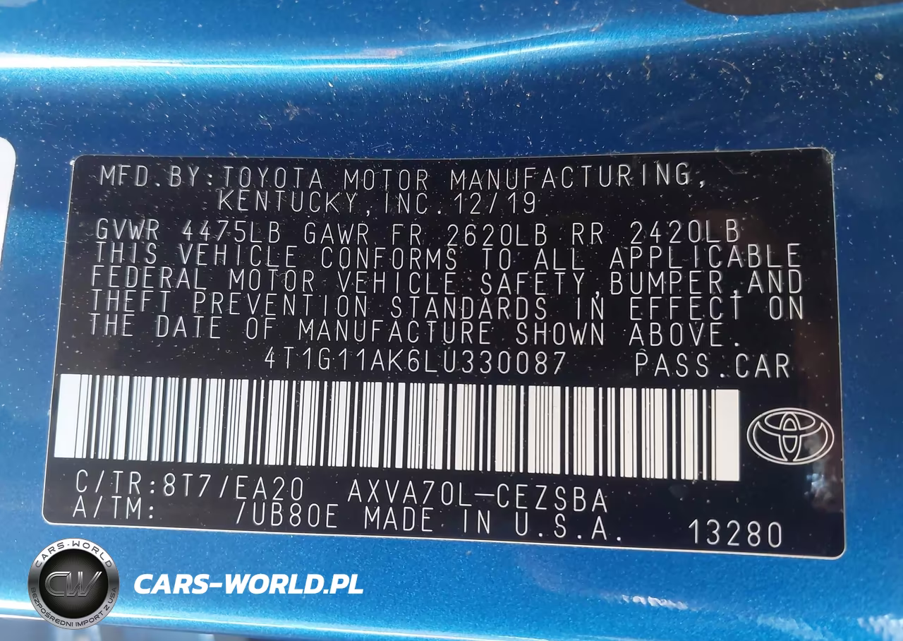 2020 Toyota Camry Se VIN:4T1G11AK6LU330087 - 9