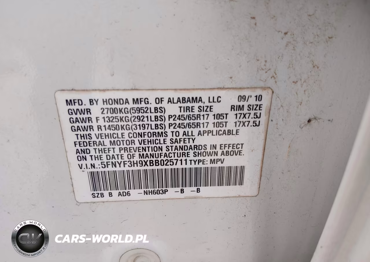 2011 Honda Pilot Touring VIN:5FNYF3H9XBB025711 - 9