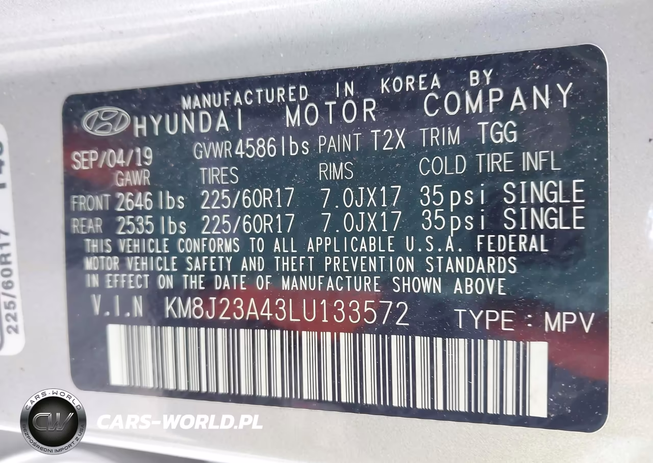 2020 Hyundai Tucson Se VIN:KM8J23A43LU133572 - 9