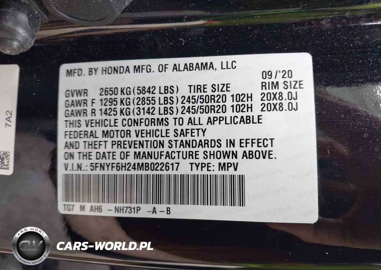 2021 Honda Pilot Awd Special Edition VIN:5FNYF6H24MB022617 - 9