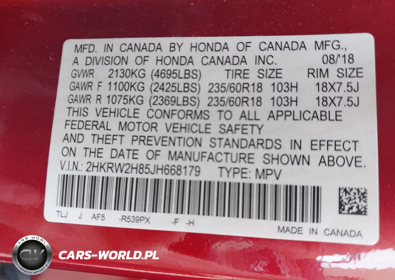 2018 Honda Cr-V Ex-L-Ex-L Navi VIN:2HKRW2H85JH668179 - 9