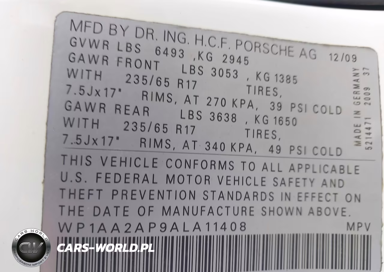 2010 Porsche Cayenne VIN:WP1AA2AP9ALA11408 - 9