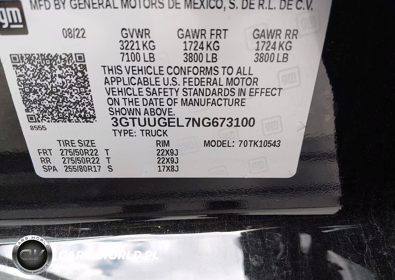 2022 GMC Sierra 1500 4Wd Short Box Denali VIN:3GTUUGEL7NG673100 - 9
