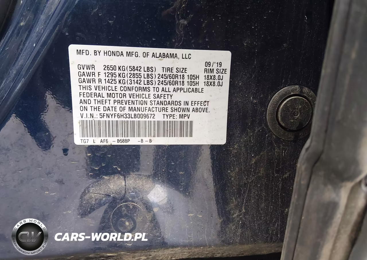2020 Honda Pilot Awd Ex VIN:5FNYF6H33LB009672 - 9