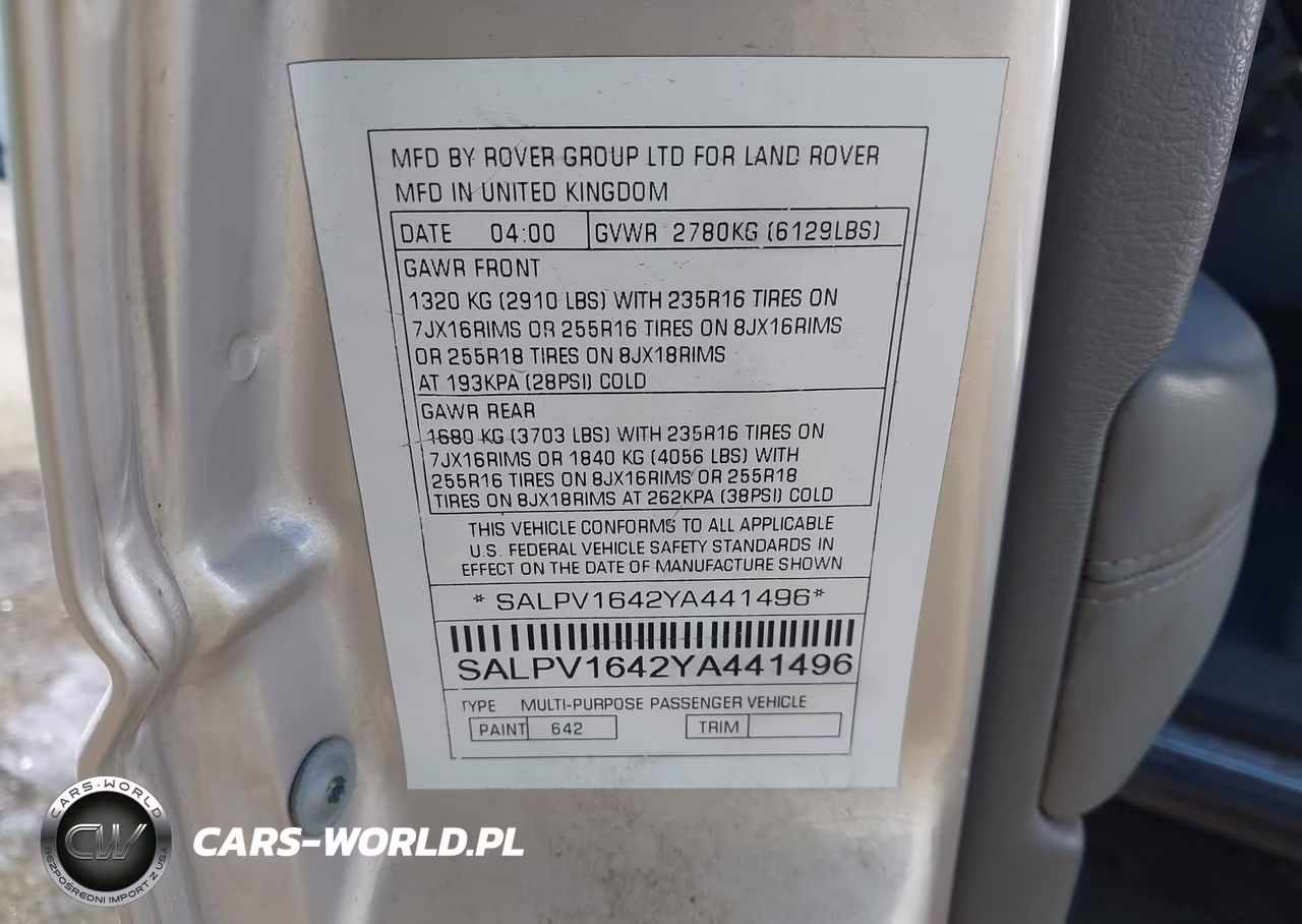 2000 Land Rover Range Rover 4.6 Hse VIN:SALPV1642YA441496 - 9