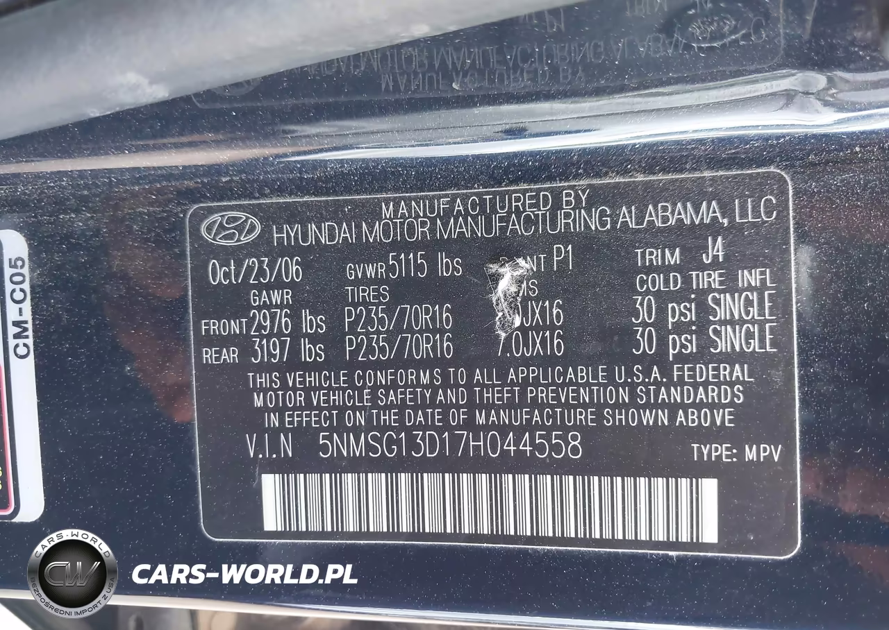 2007 Hyundai Santa Fe Gls VIN:5NMSG13D17H044558 - 9