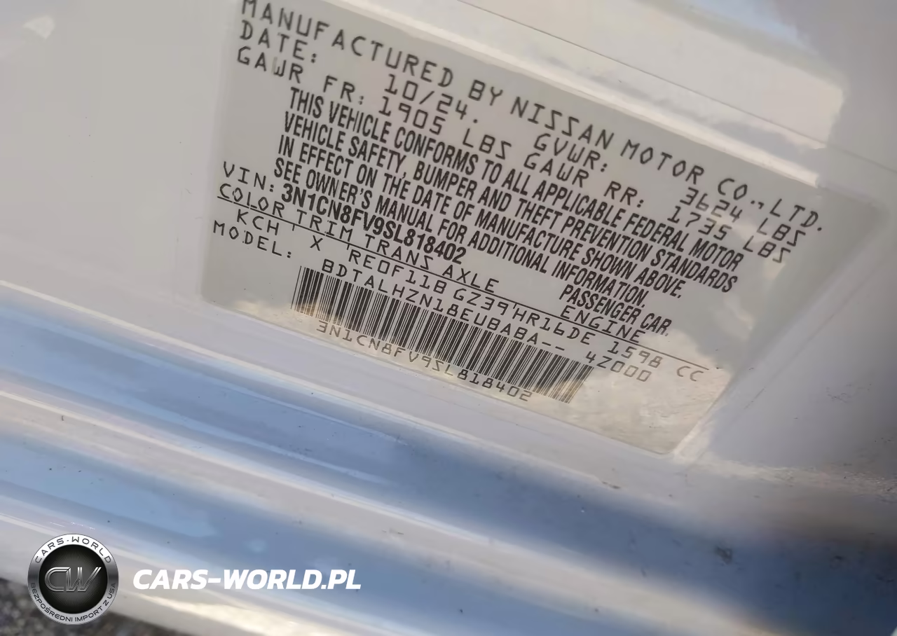 2025 Nissan Versa 1.6 Sr VIN:3N1CN8FV9SL818402 - 9