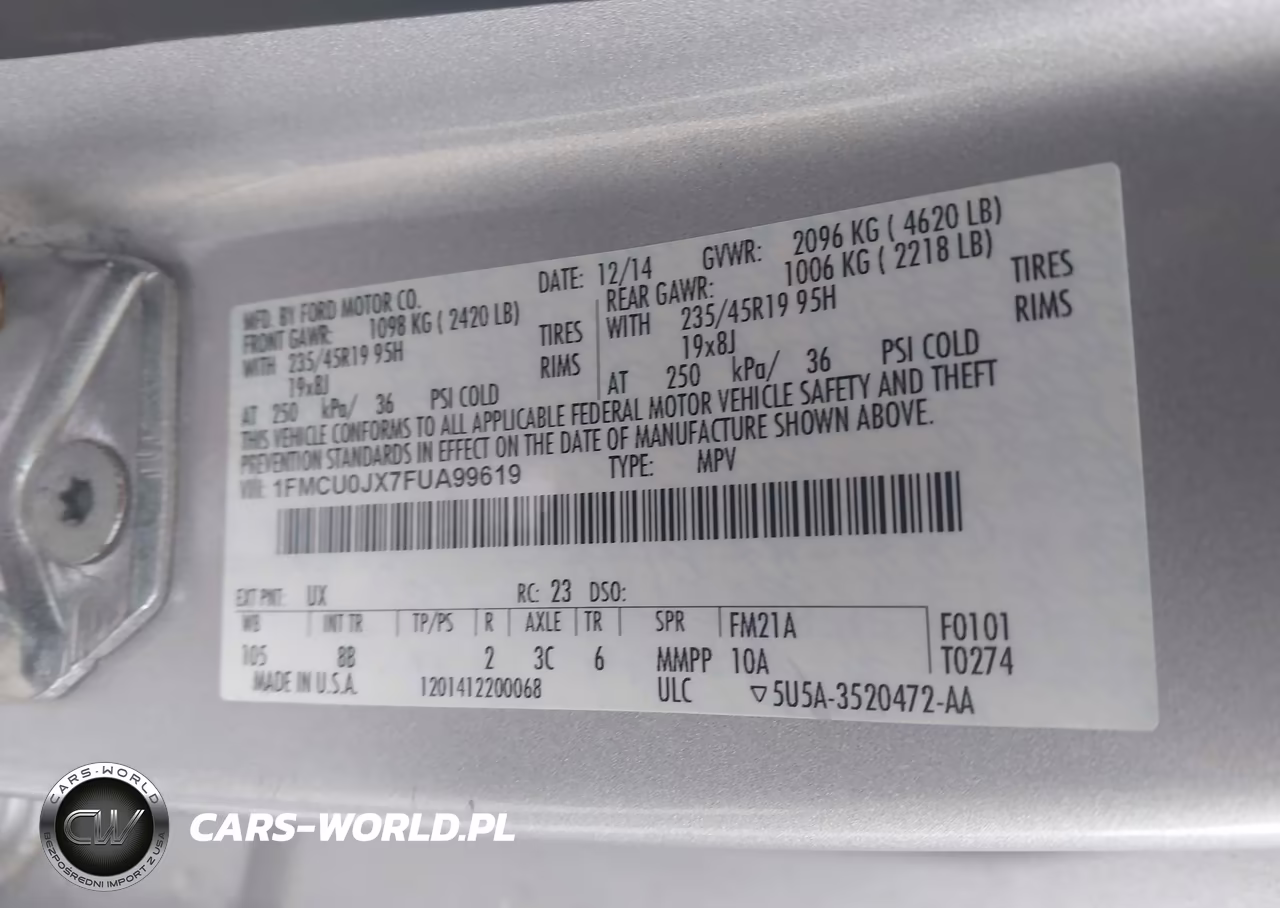 2015 Ford Escape Titanium VIN:1FMCU0JX7FUA99619 - 9