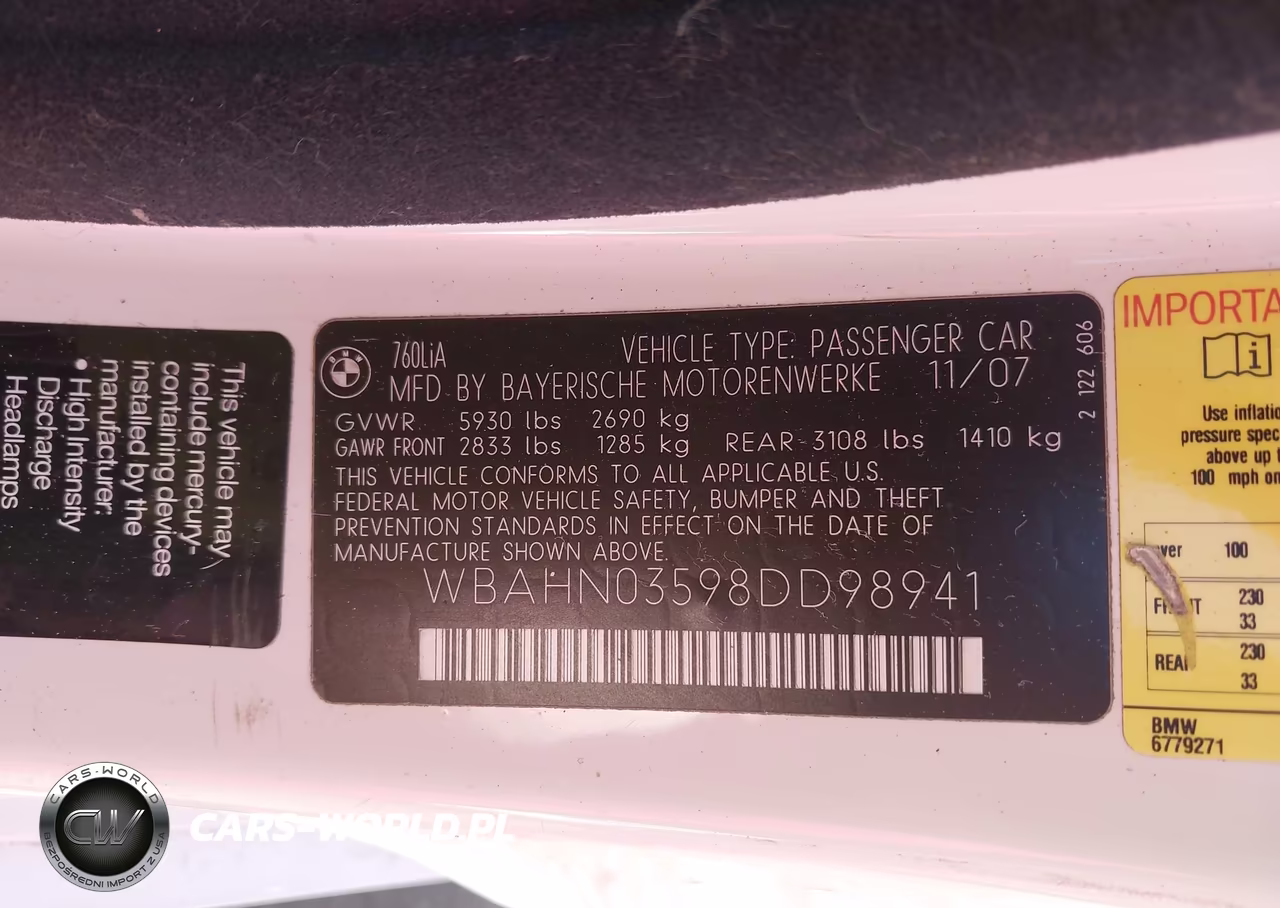 2008 BMW 760Li VIN:WBAHN03598DD98941 - 9