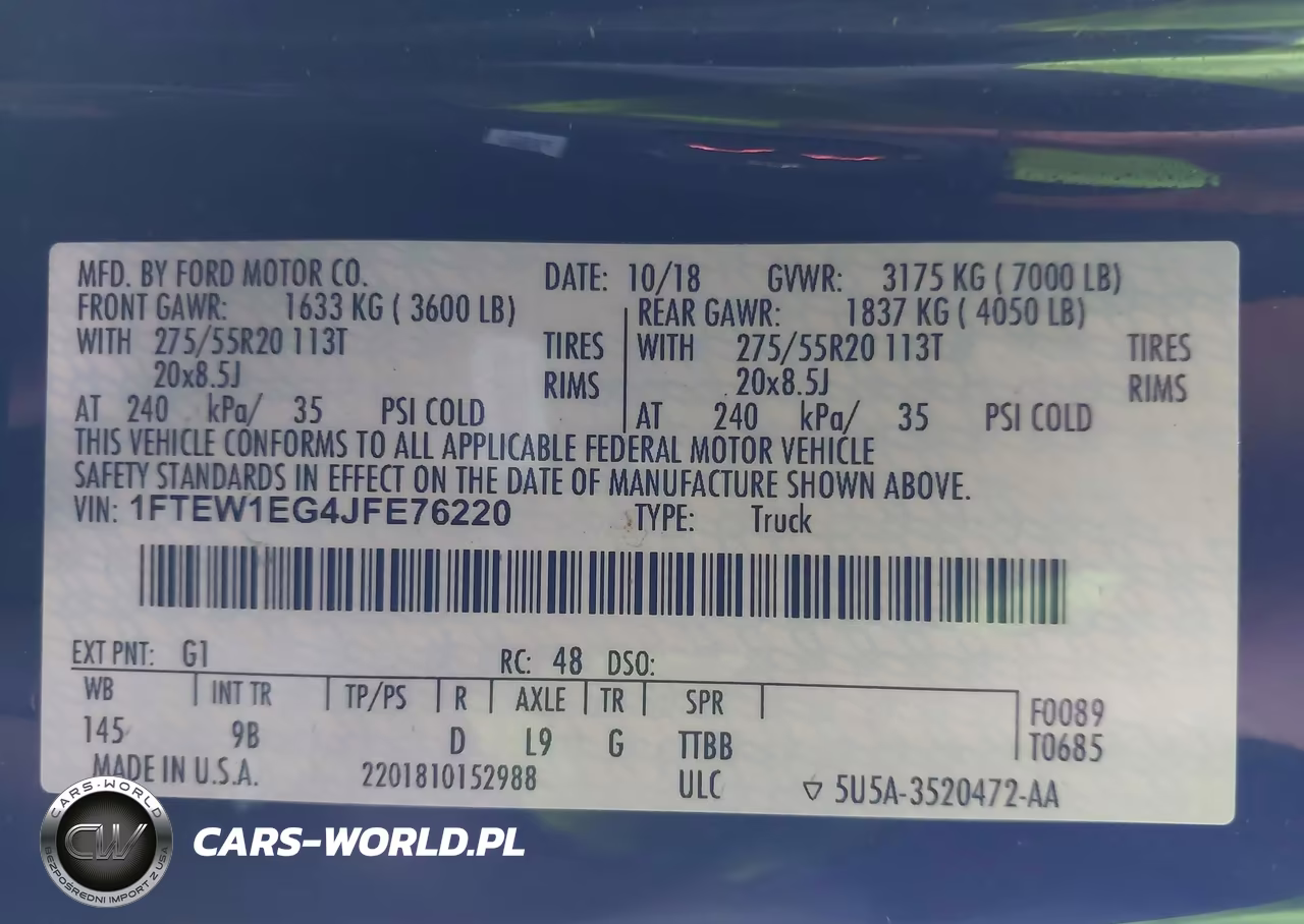 2018 Ford F-150 Platinum VIN:1FTEW1EG4JFE76220 - 9