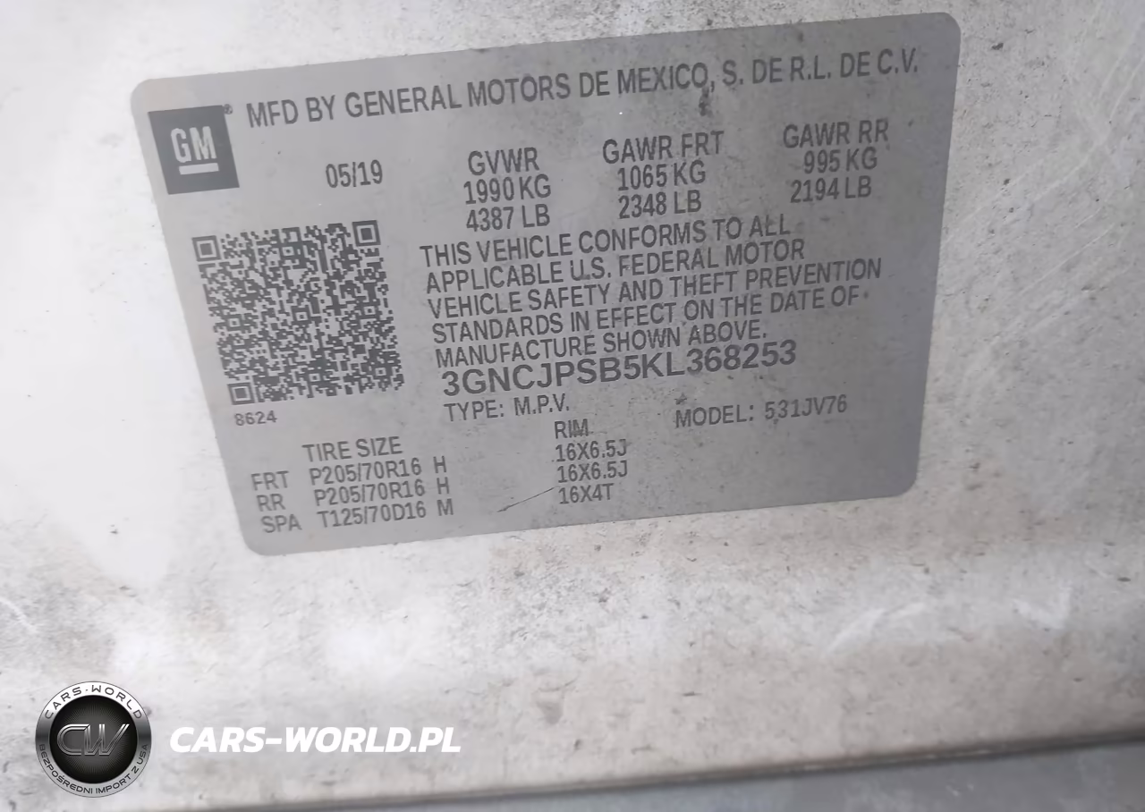2019 Chevrolet Trax Lt VIN:3GNCJPSB5KL368253 - 9