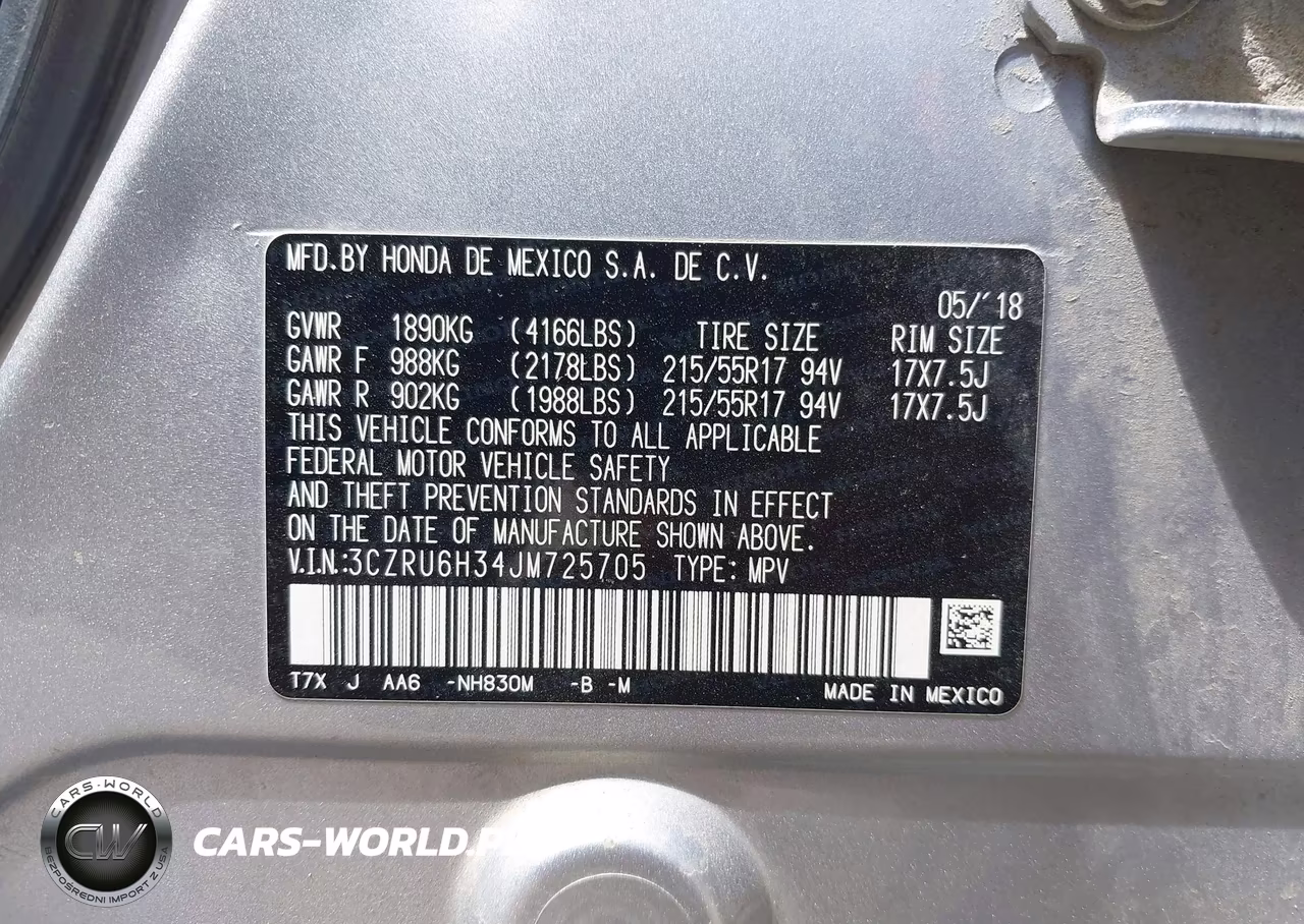 2018 Honda Hr-V Lx VIN:3CZRU6H34JM725705 - 9
