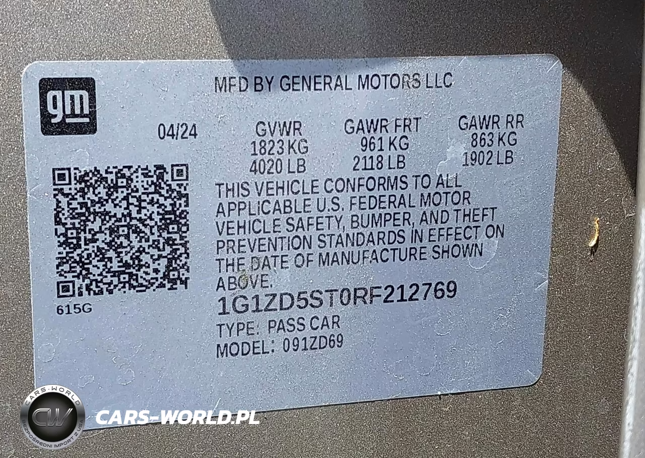 2024 Chevrolet Malibu Fwd 1Lt VIN:1G1ZD5ST0RF212769 - 9