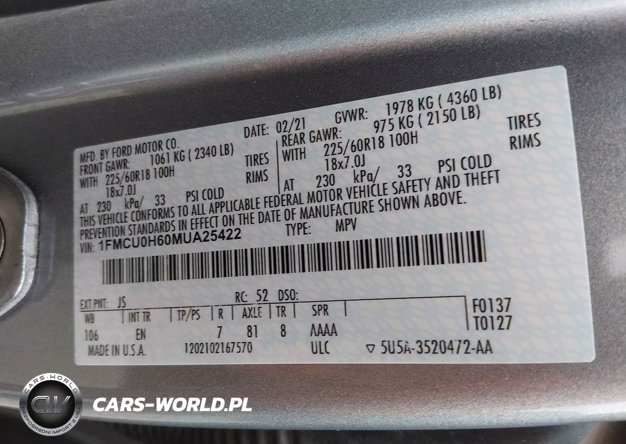 2021 Ford Escape Sel VIN:1FMCU0H60MUA25422 - 9