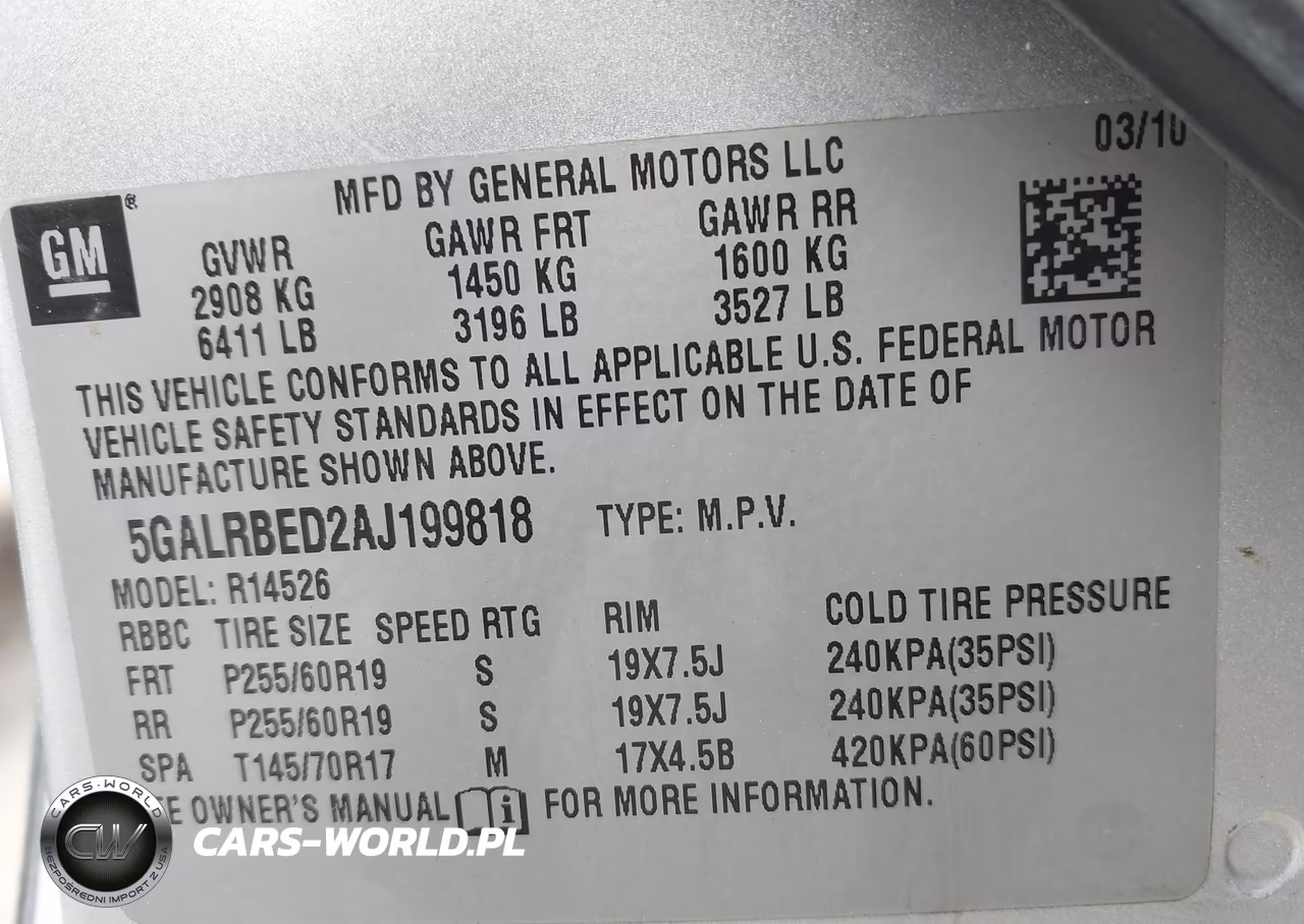 2010 Buick Enclave 1Xl VIN:5GALRBED2AJ199818 - 9
