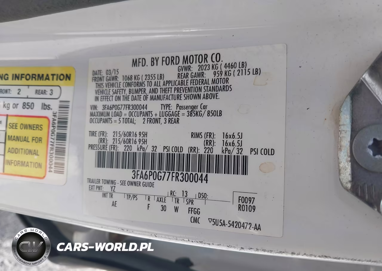 2015 Ford Fusion S VIN:3FA6P0G77FR300044 - 9