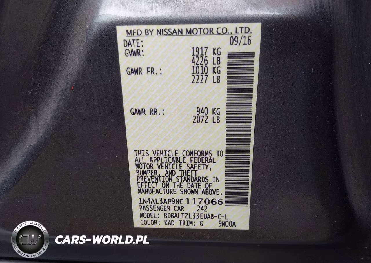2017 Nissan Altima 2.5 Sl VIN:1N4AL3AP9HC117066 - 9