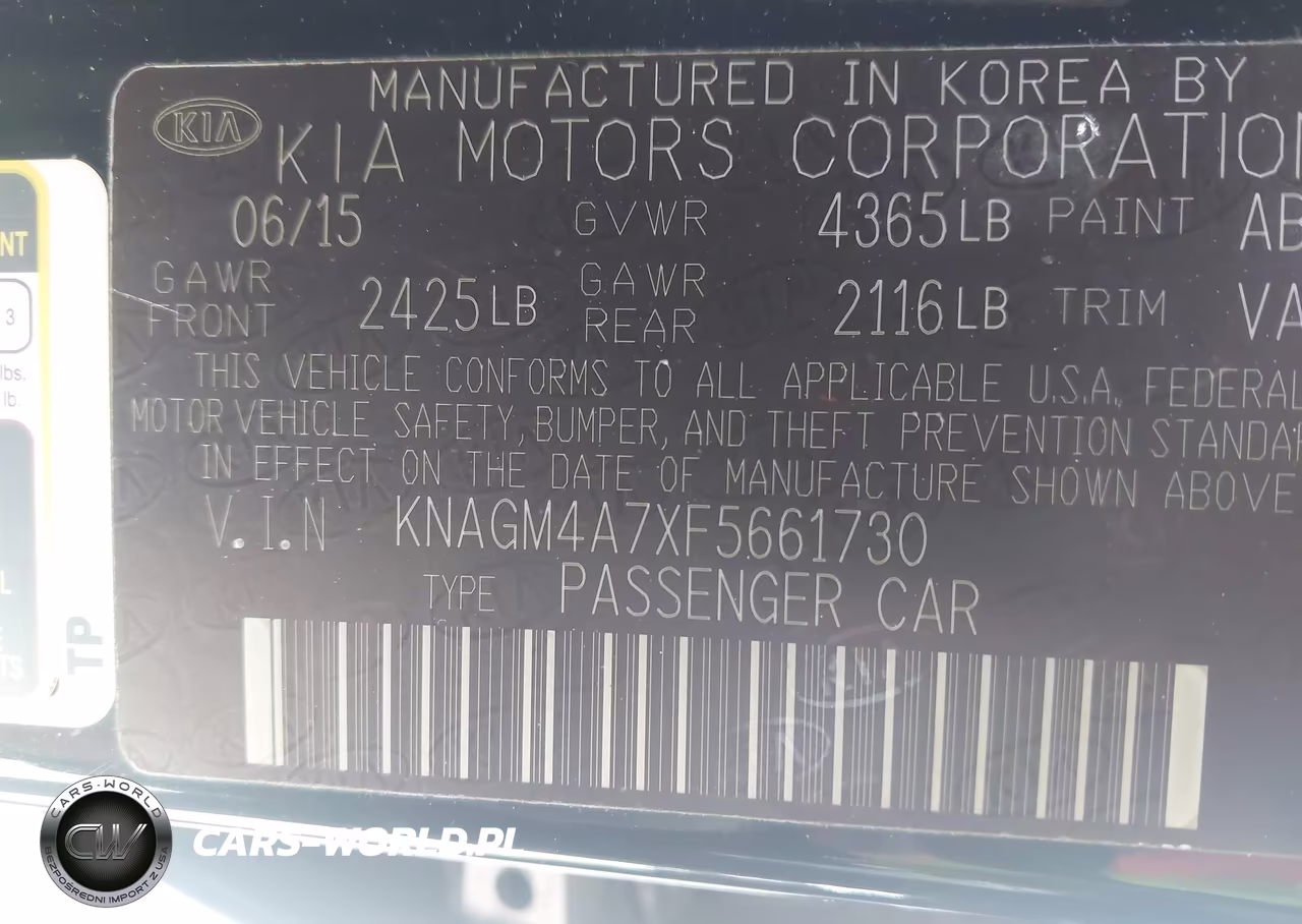2015 Kia Optima Lx VIN:KNAGM4A7XF5661730 - 9