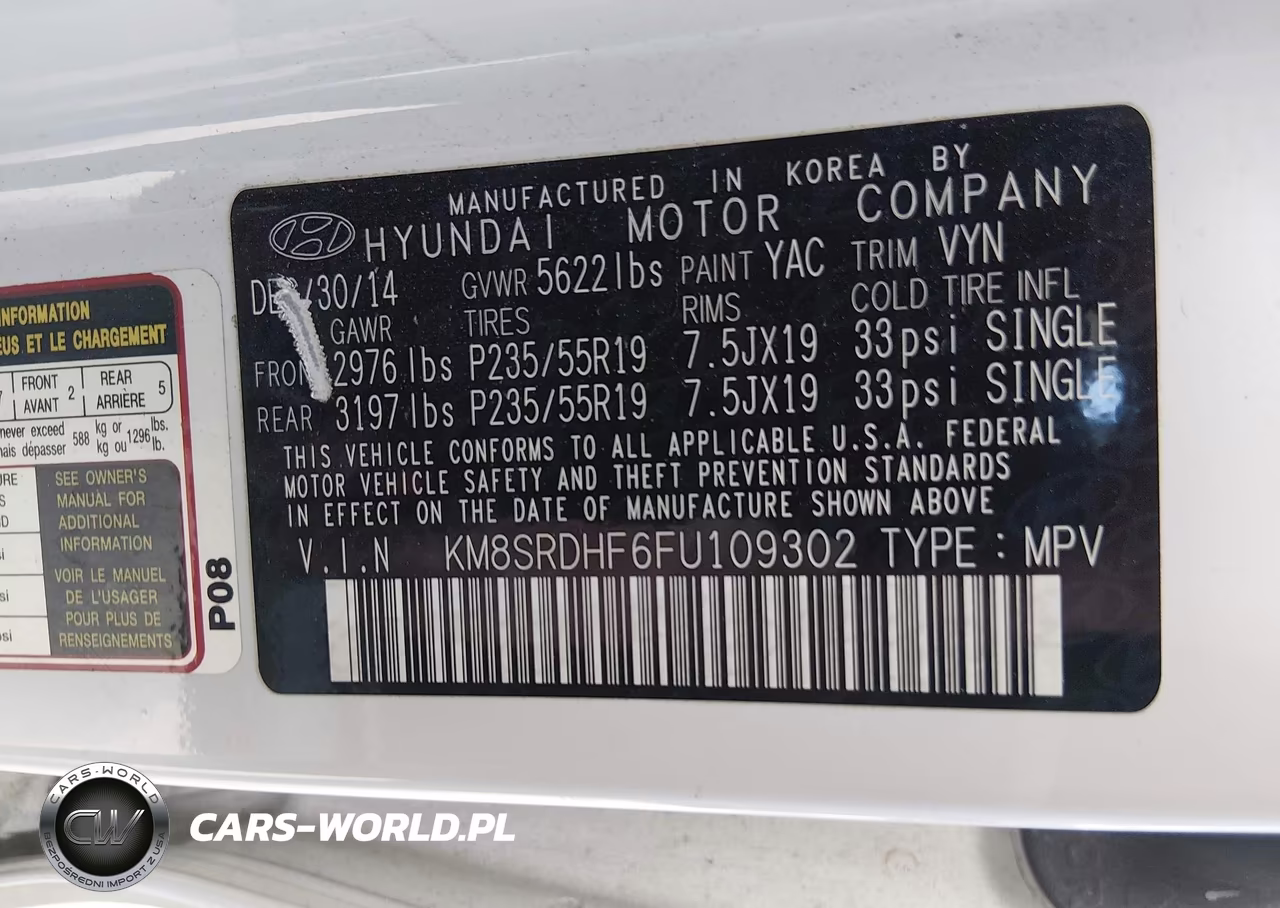 2015 Hyundai Santa Fe Gls VIN:KM8SRDHF6FU109302 - 9