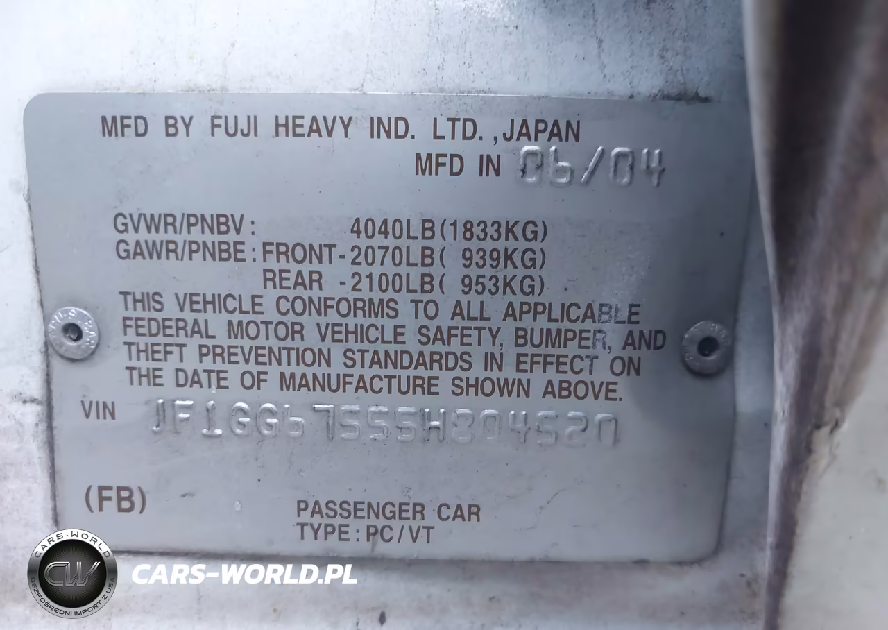 2005 Subaru Impreza 2.5Rs VIN:JF1GG67555H804520 - 9