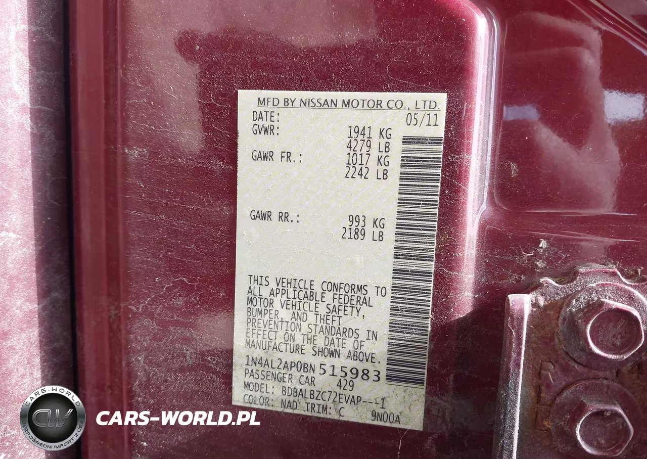2011 Nissan Altima 2.5 S VIN:1N4AL2AP0BN515983 - 9