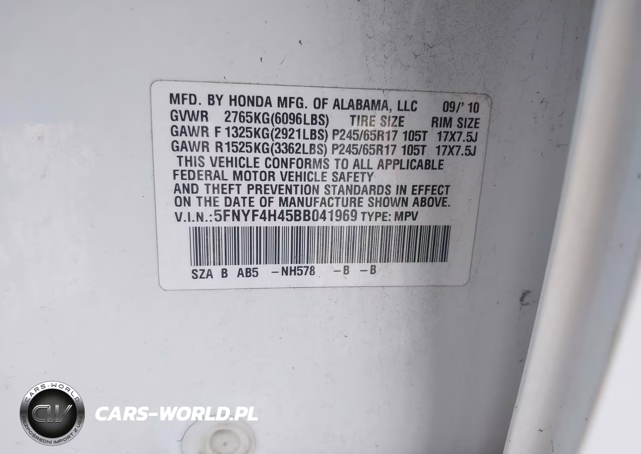 2011 Honda Pilot Ex VIN:5FNYF4H45BB041969 - 9