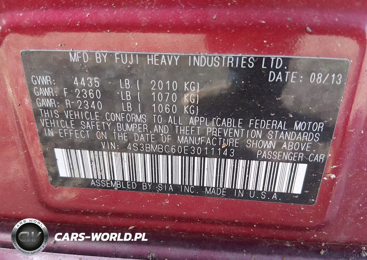 2014 SUBARU LEGACY 2.5I PREMIUM VIN:4S3BMBC60E3011143 - 9