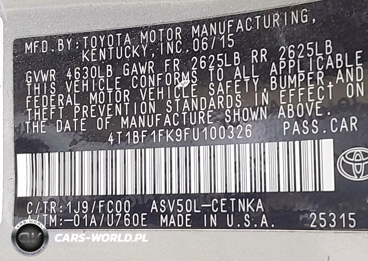 2015 Toyota Camry Le VIN:4T1BF1FK9FU100326 - 9