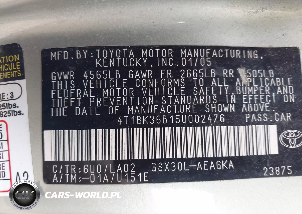 2005 Toyota Avalon Xls VIN:4T1BK36B15U002476 - 9
