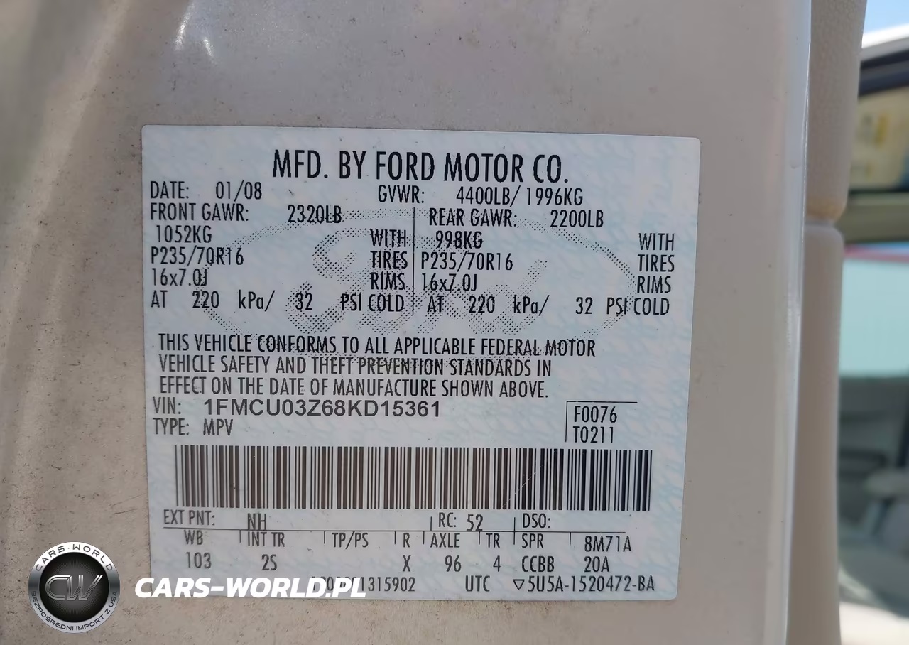 2008 Ford Escape Xlt VIN:1FMCU03Z68KD15361 - 9