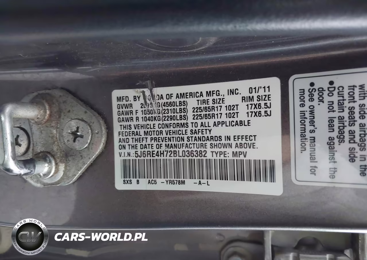 2011 Honda Cr-V Ex-L VIN:5J6RE4H72BL036382 - 9