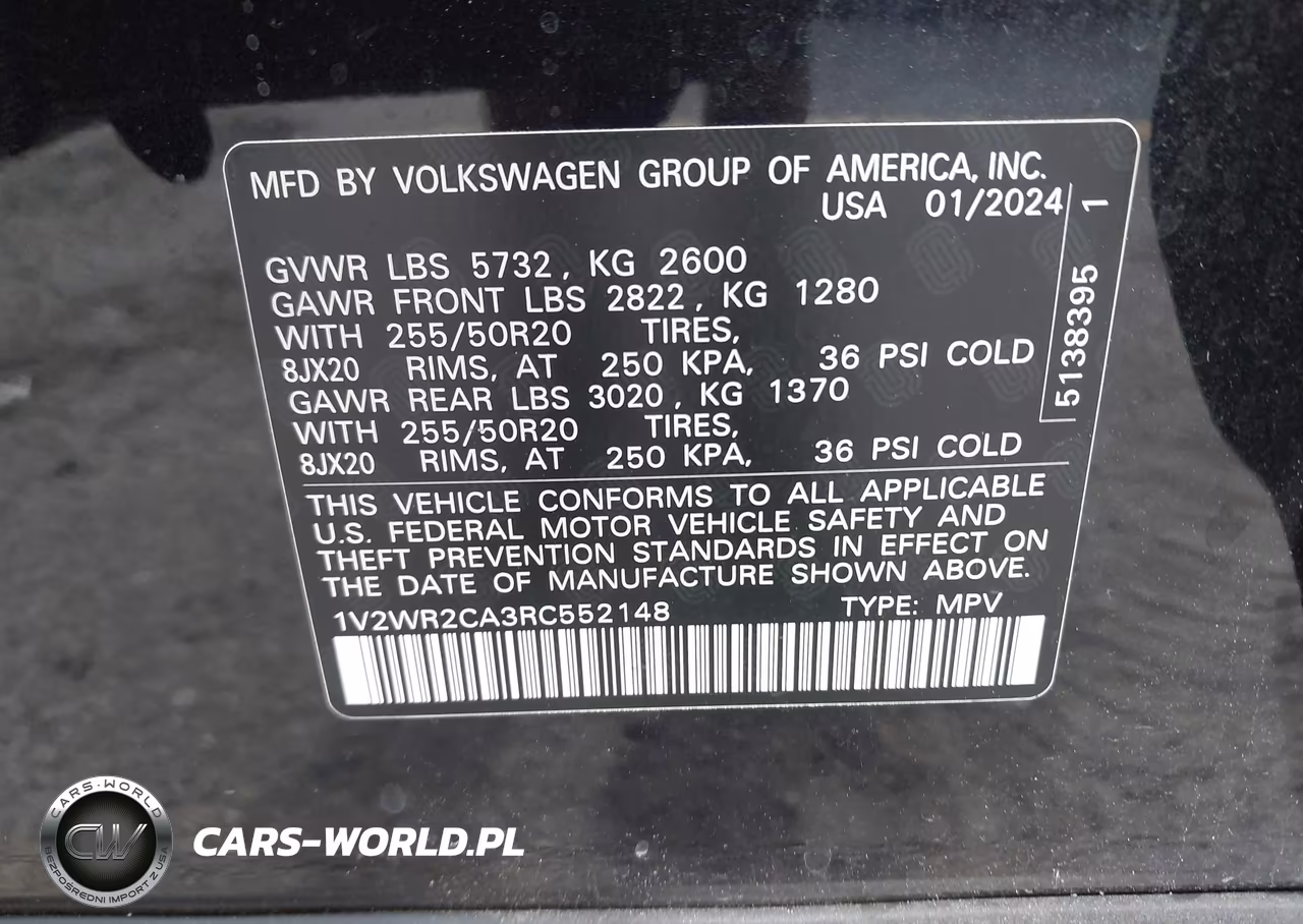 2024 Volkswagen Atlas 2.0T Se W-Technology VIN:1V2WR2CA3RC552148 - 9