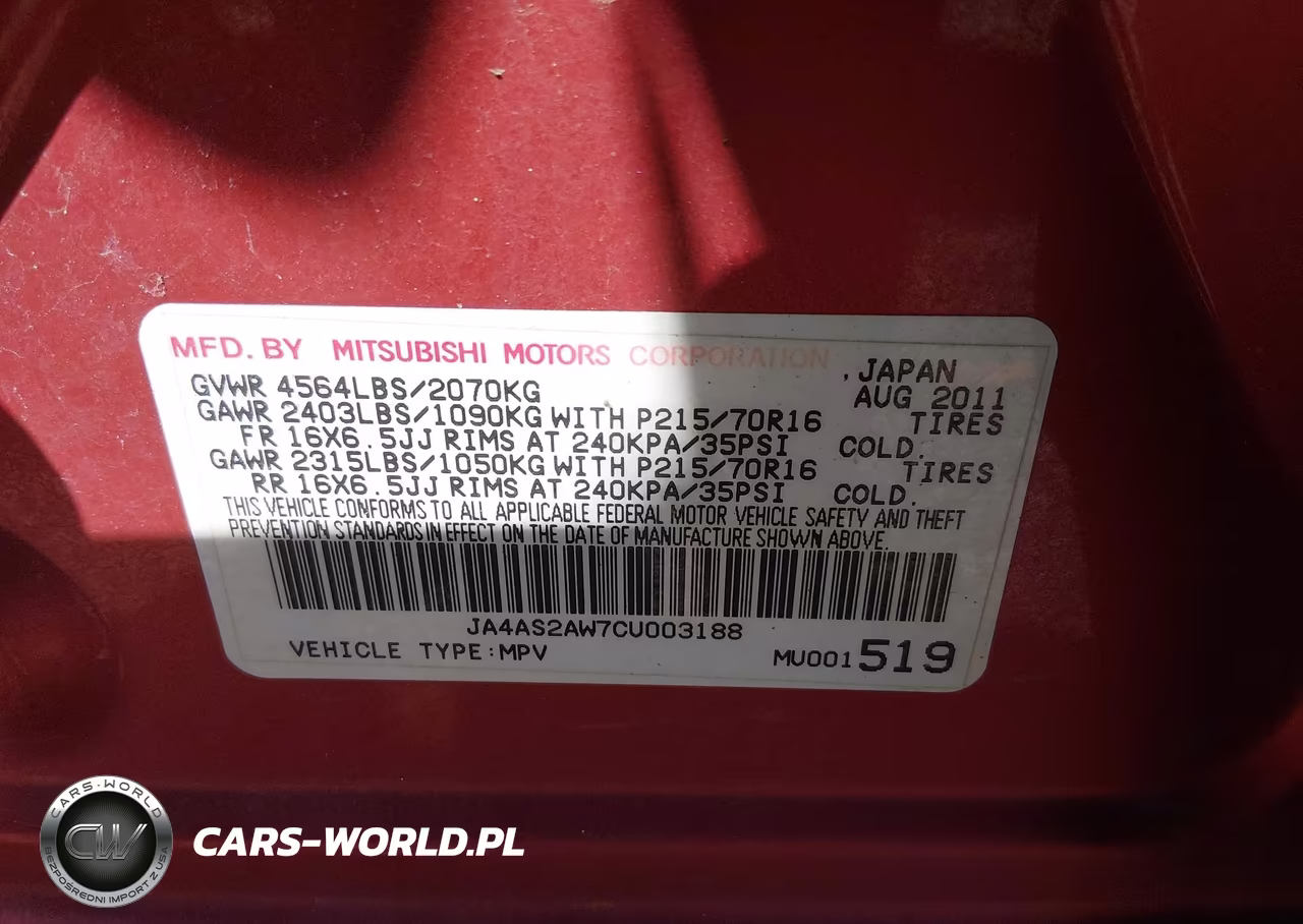 2012 Mitsubishi Outlander Es VIN:JA4AS2AW7CU003188 - 9