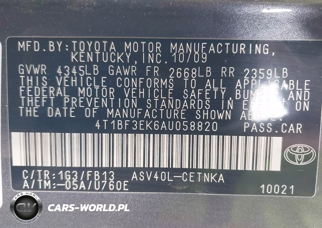 2010 Toyota Camry Le VIN:4T1BF3EK6AU058820 - 9