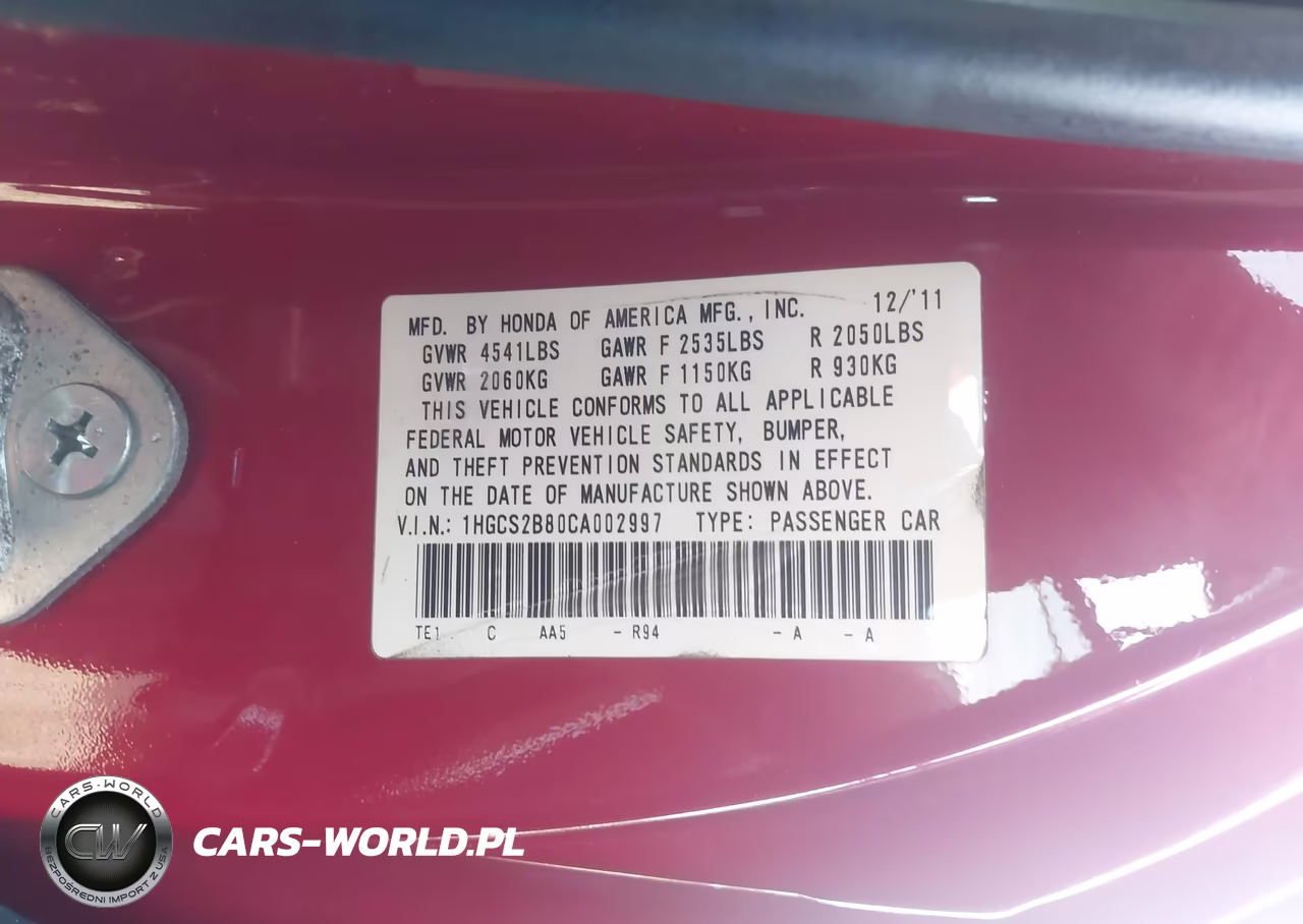 2012 Honda Accord 3.5 Ex-L VIN:1HGCS2B80CA002997 - 9